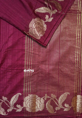 Winered - Madhuram - Soft Matka silk with grooves body and floral border